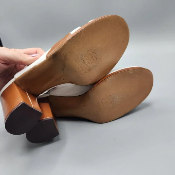 Vintage Platform Heels White  Brown Italy Size 6 - Picture 11 of 13